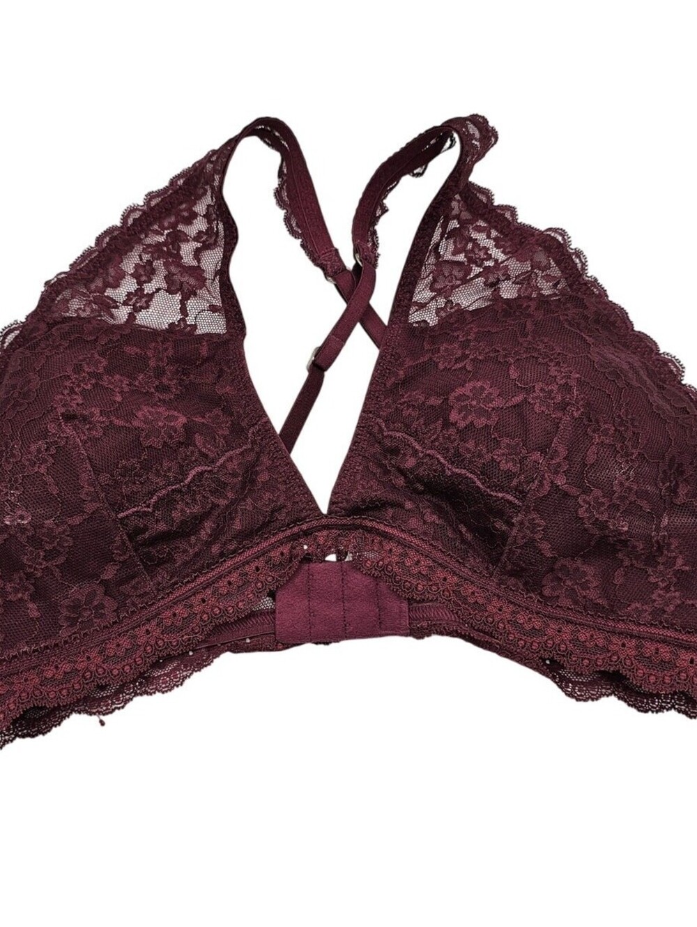 Gilly Hicks Womens Sz L Strappy Bralette Bra Dark Purple Lace
